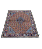 Moud 3'7'' X 4'10'' Hand-Knotted Wool Rug 3'7'' x 4'10'' (108 X 145) / Brown / Blue