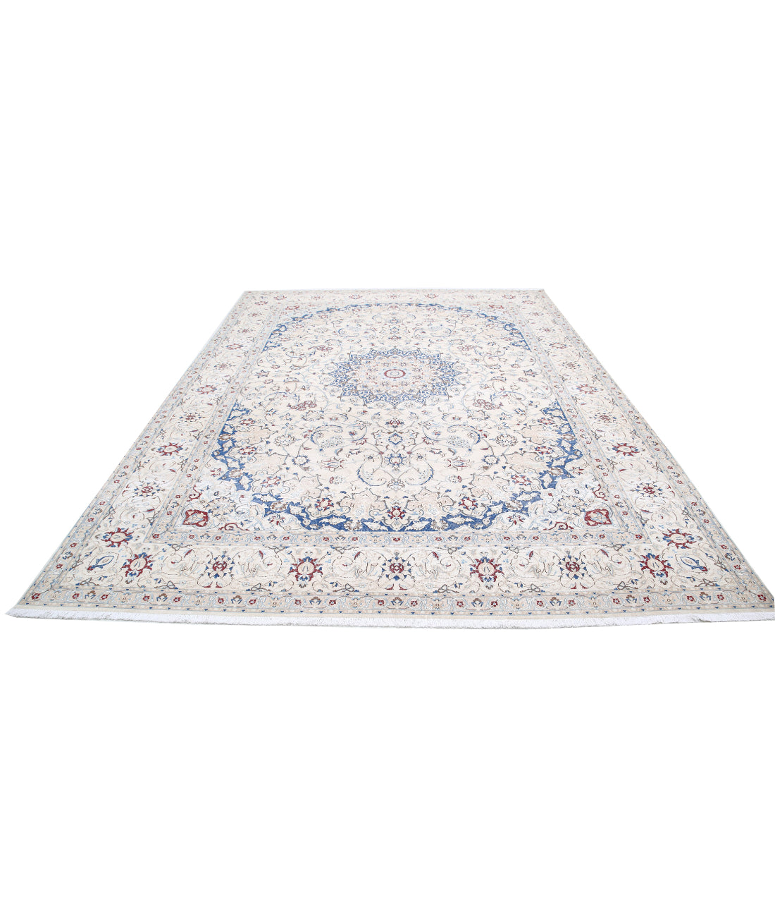 Nain 8'8'' X 11'10'' Hand-Knotted Wool Rug 8'8'' x 11'10'' (260 X 355) / Ivory / Blue