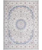 Nain 8'8'' X 11'10'' Hand-Knotted Wool Rug 8'8'' x 11'10'' (260 X 355) / Ivory / Blue