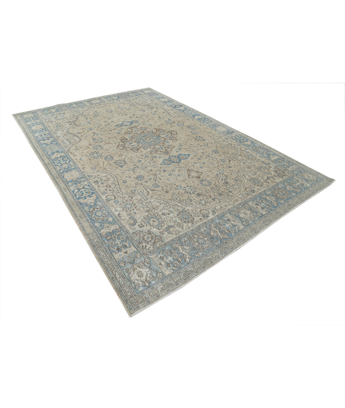 Nain 7'8'' X 11'2'' Hand-Knotted Wool Rug 7'8'' x 11'2'' (230 X 335) / Taupe / Blue