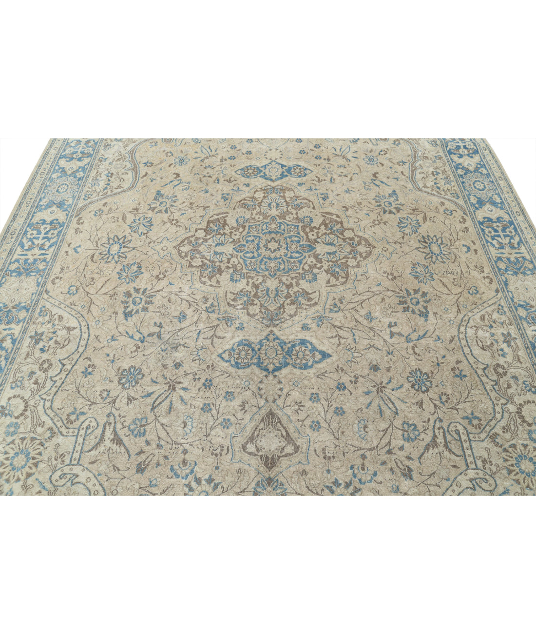 Nain 7'8'' X 11'2'' Hand-Knotted Wool Rug 7'8'' x 11'2'' (230 X 335) / Taupe / Blue