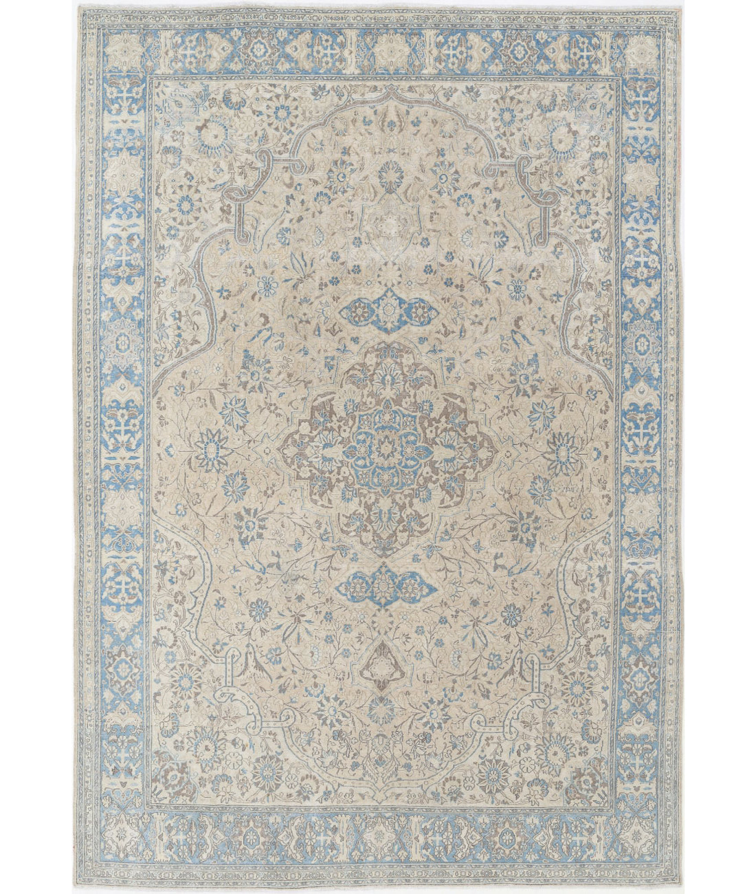 Nain 7'8'' X 11'2'' Hand-Knotted Wool Rug 7'8'' x 11'2'' (230 X 335) / Taupe / Blue