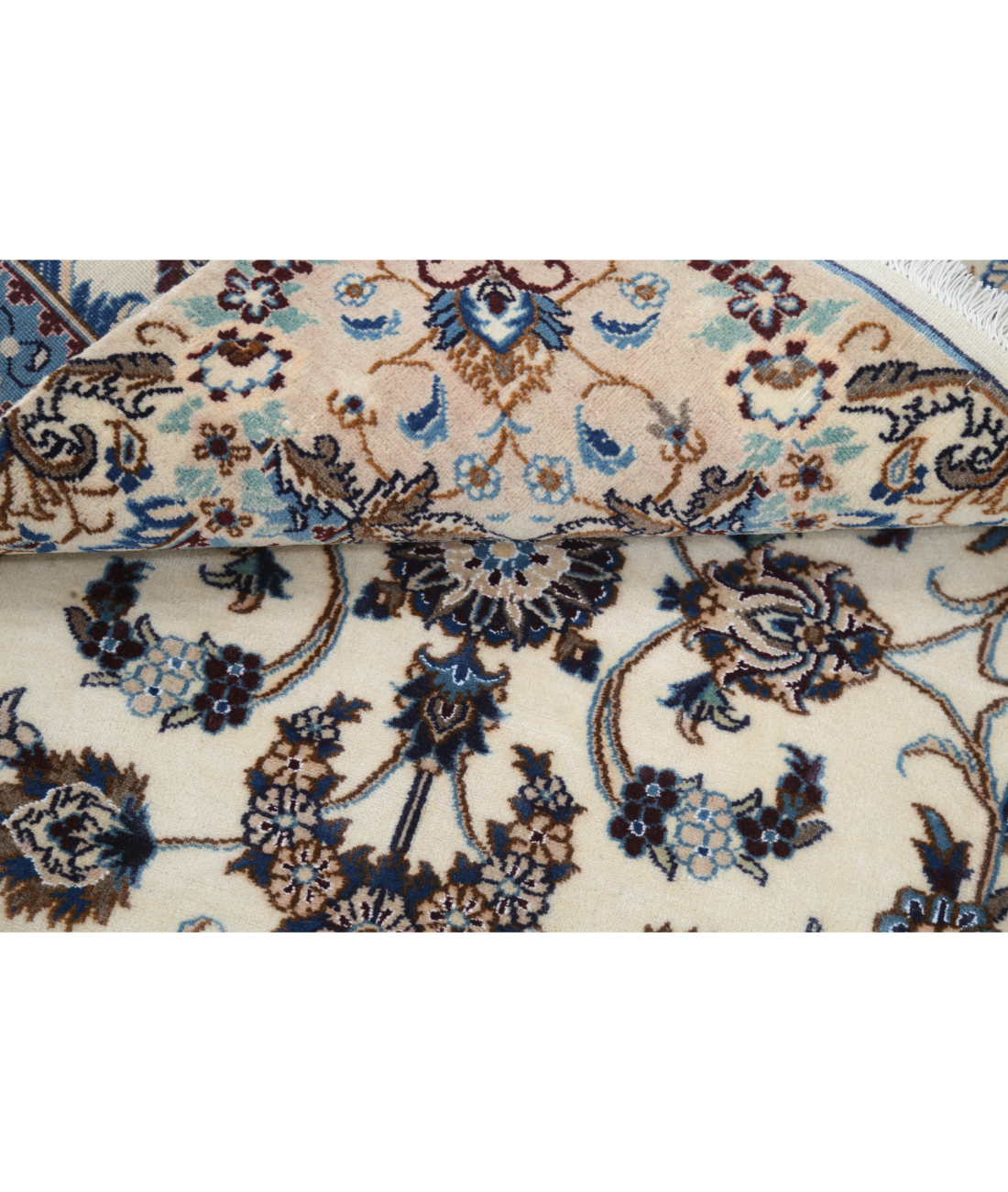 Hand Knotted Nain Wool & Silk Rug 3' 5" X 4' 10" 3' 5" X 4' 10" (104 X 147) / Ivory / Blue