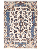 Hand Knotted Nain Wool & Silk Rug 3' 5" X 4' 10" 3' 5" X 4' 10" (104 X 147) / Ivory / Blue