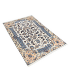 Hand Knotted Nain Wool & Silk Rug 3' 6" X 5' 1" 3' 6" X 5' 1" (107 X 155) / Ivory / Blue