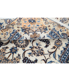 Hand Knotted Nain Wool & Silk Rug 3' 6" X 5' 1" 3' 6" X 5' 1" (107 X 155) / Ivory / Blue
