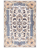Hand Knotted Nain Wool & Silk Rug 3' 6" X 5' 1" 3' 6" X 5' 1" (107 X 155) / Ivory / Blue