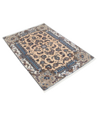 Hand Knotted Nain Wool & Silk Rug 3' 7" X 5' 2" 3' 7" X 5' 2" (109 X 158) / Peach / Ivory