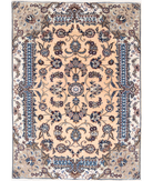 Hand Knotted Nain Wool & Silk Rug 3' 7" X 5' 2" 3' 7" X 5' 2" (109 X 158) / Peach / Ivory
