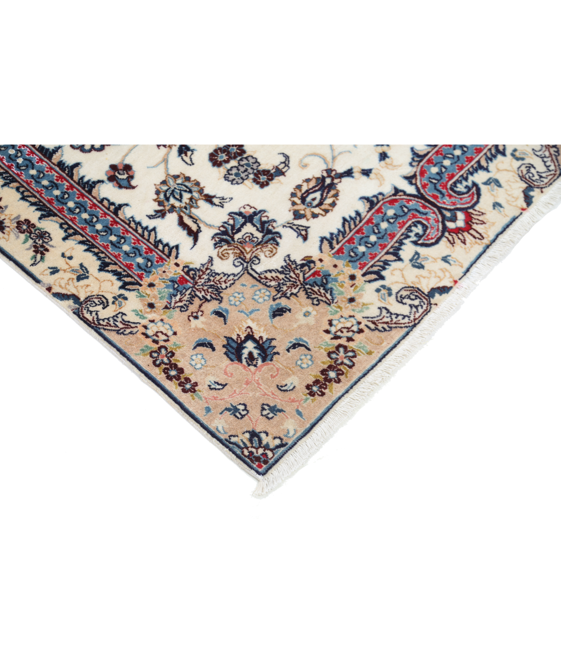 Hand Knotted Nain Wool & Silk Rug 3' 6" X 5' 2" 3' 6" X 5' 2" (107 X 158) / Ivory / Beige