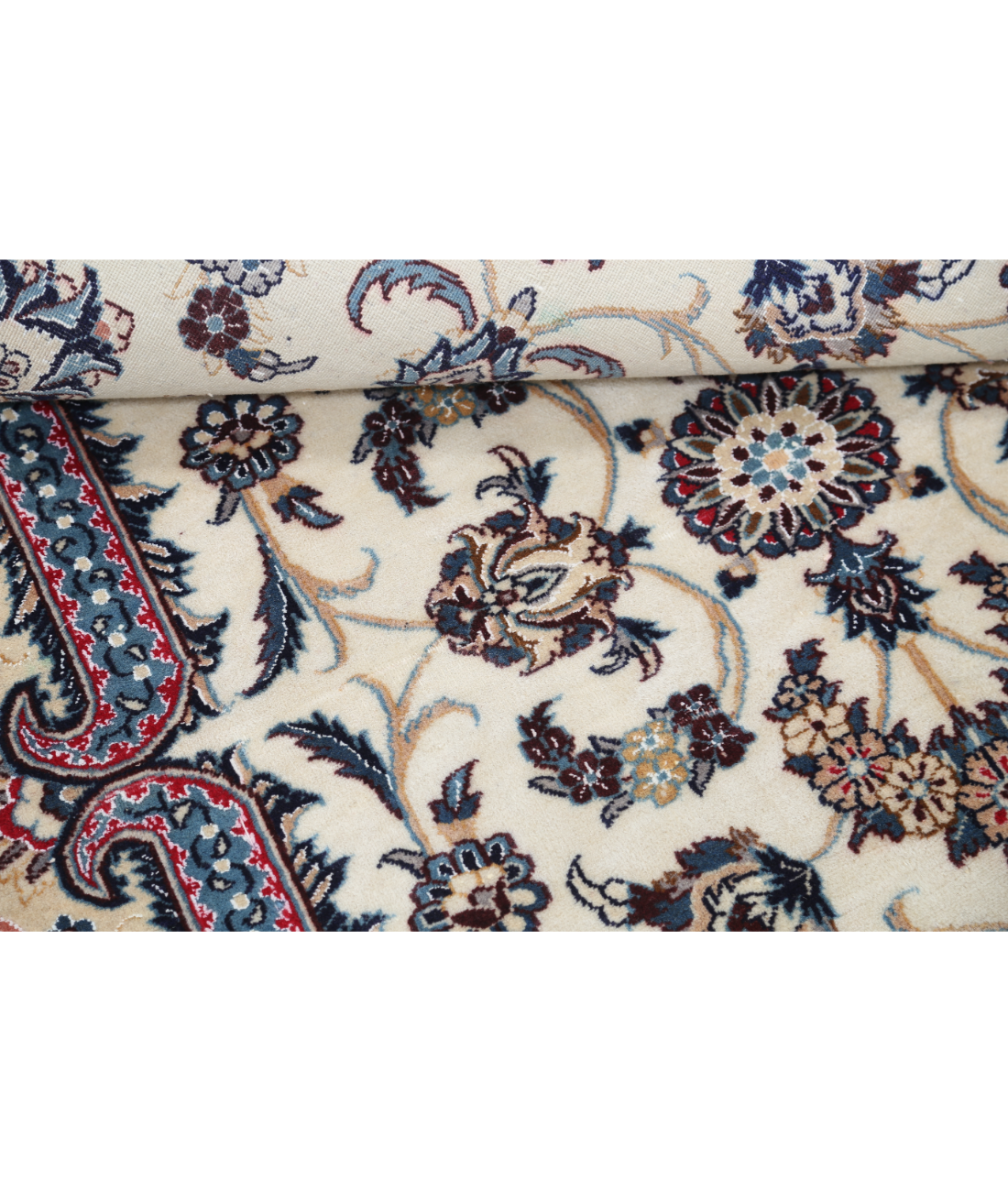 Hand Knotted Nain Wool & Silk Rug 3' 6" X 5' 2" 3' 6" X 5' 2" (107 X 158) / Ivory / Beige