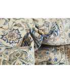 Hand Knotted Nain Wool & Silk Rug 9' 11" X 14' 10" 9' 11" X 14' 10" (302 X 452) / Ivory / Blue
