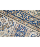 Hand Knotted Nain Wool & Silk Rug 9' 11" X 14' 10" 9' 11" X 14' 10" (302 X 452) / Ivory / Blue