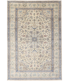 Hand Knotted Nain Wool & Silk Rug 9' 11" X 14' 10" 9' 11" X 14' 10" (302 X 452) / Ivory / Blue