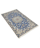 Nain 2'9'' X 4'5'' Hand-Knotted Wool-Silk Rug 2'9'' x 4'5'' (83 X 133) / Blue / Ivory