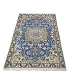 Nain 2'9'' X 4'5'' Hand-Knotted Wool-Silk Rug 2'9'' x 4'5'' (83 X 133) / Blue / Ivory