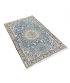 Nain 2'11'' X 4'6'' Hand-Knotted Wool-Silk Rug 2'11'' x 4'6'' (88 X 135) / Blue / Ivory