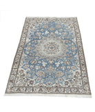 Nain 2'11'' X 4'6'' Hand-Knotted Wool-Silk Rug 2'11'' x 4'6'' (88 X 135) / Blue / Ivory