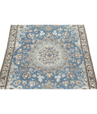 Nain 2'11'' X 4'6'' Hand-Knotted Wool-Silk Rug 2'11'' x 4'6'' (88 X 135) / Blue / Ivory