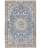 Nain 2'11'' X 4'6'' Hand-Knotted Wool-Silk Rug 2'11'' x 4'6'' (88 X 135) / Blue / Ivory