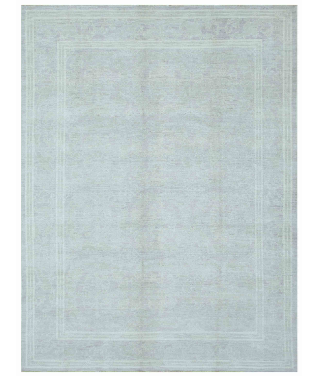 Hand Knotted Oushak Wool Rug 9' 0" X 12' 0" 9' 0" X 12' 0" (274 X 366) / Grey / Ivory