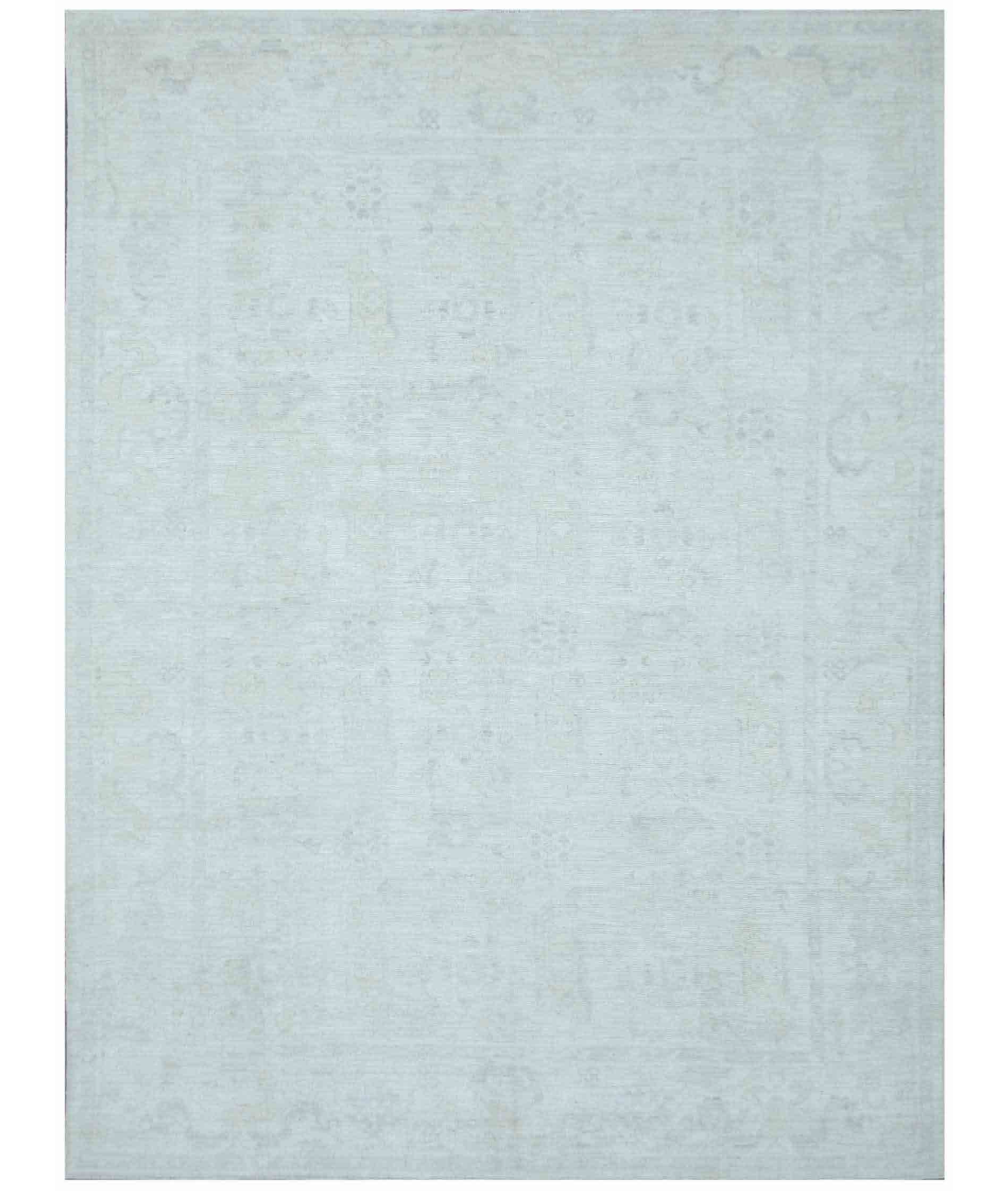 Hand Knotted Oushak Wool Rug 8' 10" X 11' 9" 8' 10" X 11' 9" (269 X 358) / Ivory / Taupe