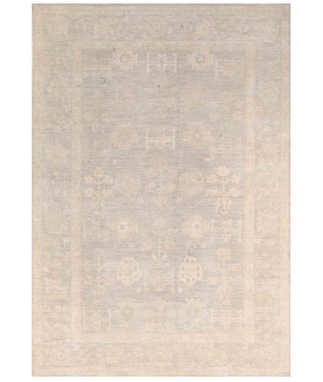 Hand Knotted Oushak Wool Rug 8' 0" X 11' 9" 8' 0" X 11' 9" (244 X 358) / Ivory / Taupe
