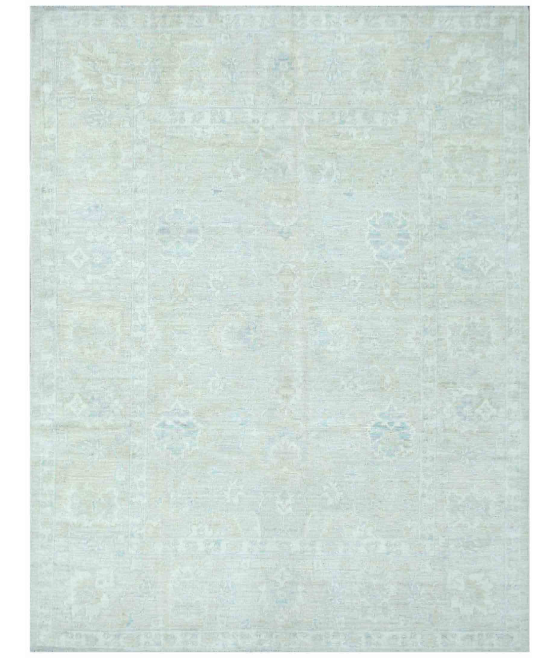 Hand Knotted Oushak Wool Rug 7' 11" X 10' 0" 7' 11" X 10' 0" (241 X 305) / Green / Taupe
