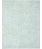 Hand Knotted Oushak Wool Rug 7' 11" X 10' 0" 7' 11" X 10' 0" (241 X 305) / Green / Taupe