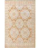 Hand Knotted Oushak Wool Rug 6' 7" X 9' 11" 6' 7" X 9' 11" (201 X 302) / Rust / Ivory