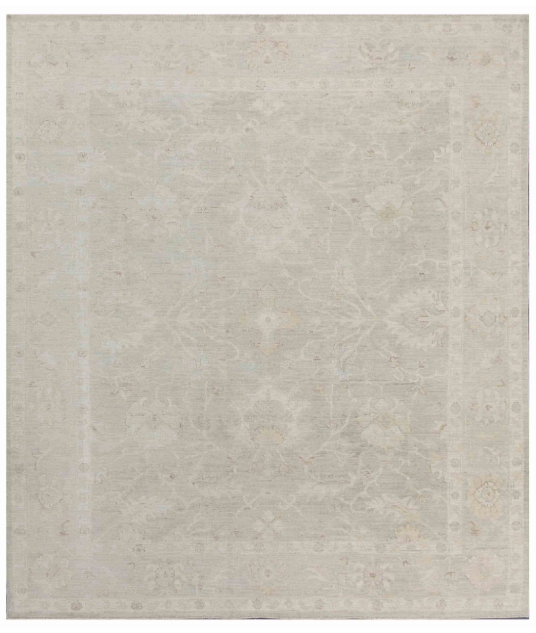 Hand Knotted Oushak Wool Rug 8' 8" X 10' 1" 8' 8" X 10' 1" (264 X 307) / Grey / Silver