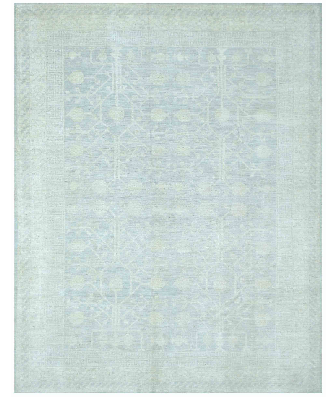 Hand Knotted Oushak Wool Rug 9' 1" X 11' 6" 9' 1" X 11' 6" (277 X 351) / Grey / Ivory