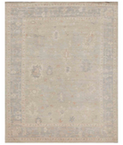 Hand Knotted Oushak Wool Rug 8' 2" X 10' 1" 8' 2" X 10' 1" (249 X 307) / Green / Grey