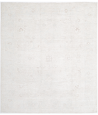 Hand Knotted Oushak Wool Rug 8' 1" X 9' 6" 8' 1" X 9' 6" (246 X 290) / Ivory / Blue