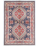 Hand Knotted Oushak Wool Rug 4' 10" X 7' 0" 4' 10" X 7' 0" (147 X 213) / Blue / Red