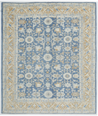 Hand Knotted Oushak Wool Rug 8' 7" X 10' 2" 8' 7" X 10' 2" (262 X 310) / Blue / Taupe