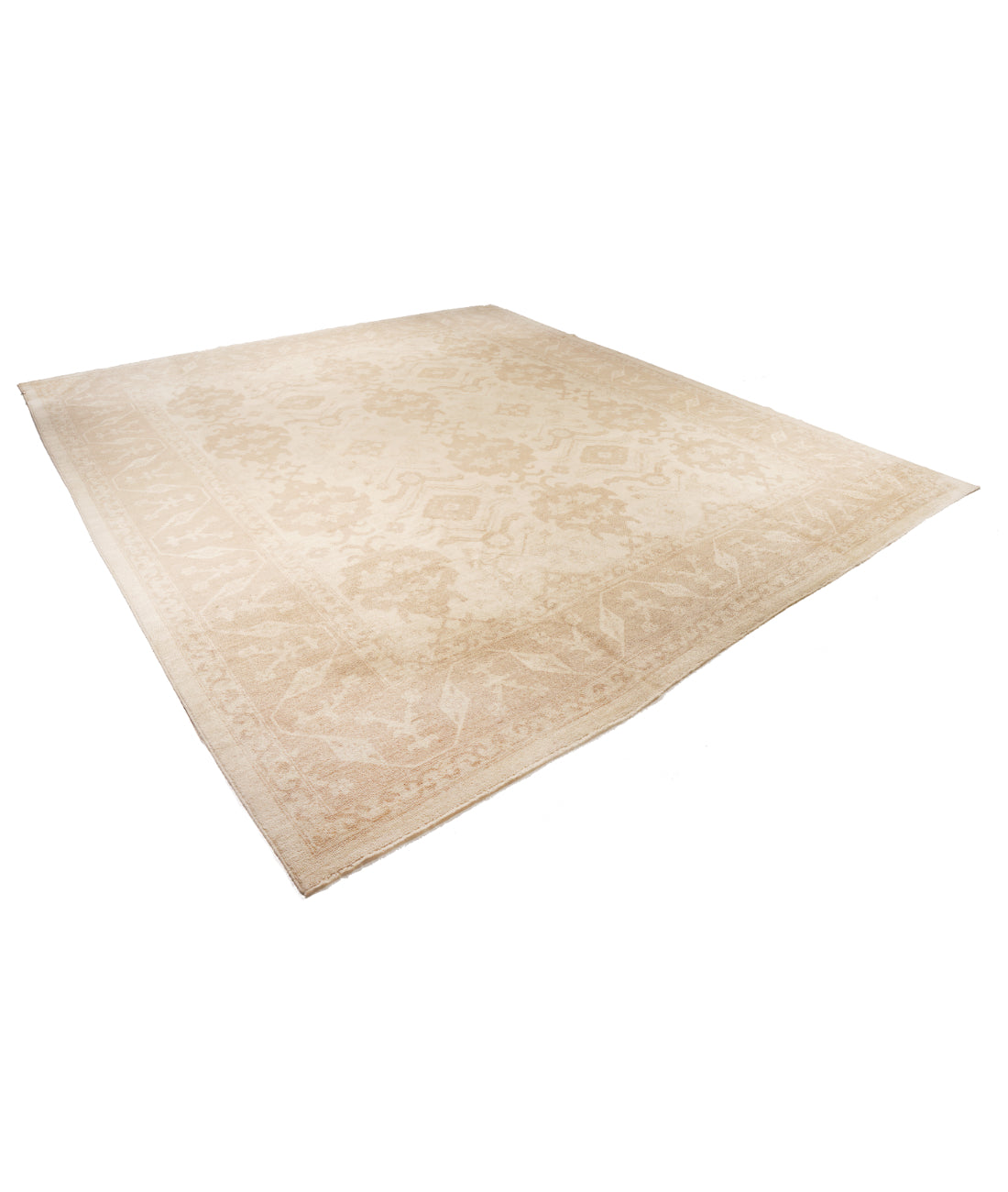 Oushak 12' 0" X 14' 0" Hand-Knotted Wool Rug 12' 0" X 14' 0" (366 X 427) / Ivory / Brown