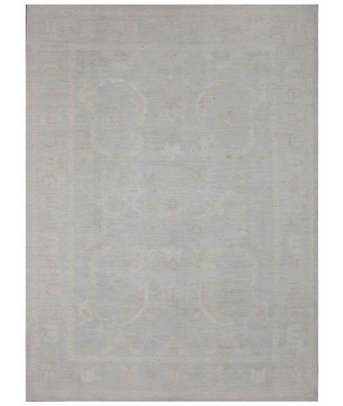 Hand Knotted Oushak Wool Rug 10' 1" X 13' 8" 10' 1" X 13' 8" (307 X 417) / Grey / Grey