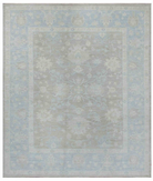 Hand Knotted Oushak Wool Rug 8' 2" X 9' 9" 8' 2" X 9' 9" (249 X 297) / Taupe / Blue