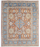 Hand Knotted Oushak Wool Rug 8' 3" X 10' 0" 8' 3" X 10' 0" (251 X 305) / Rust / Blue