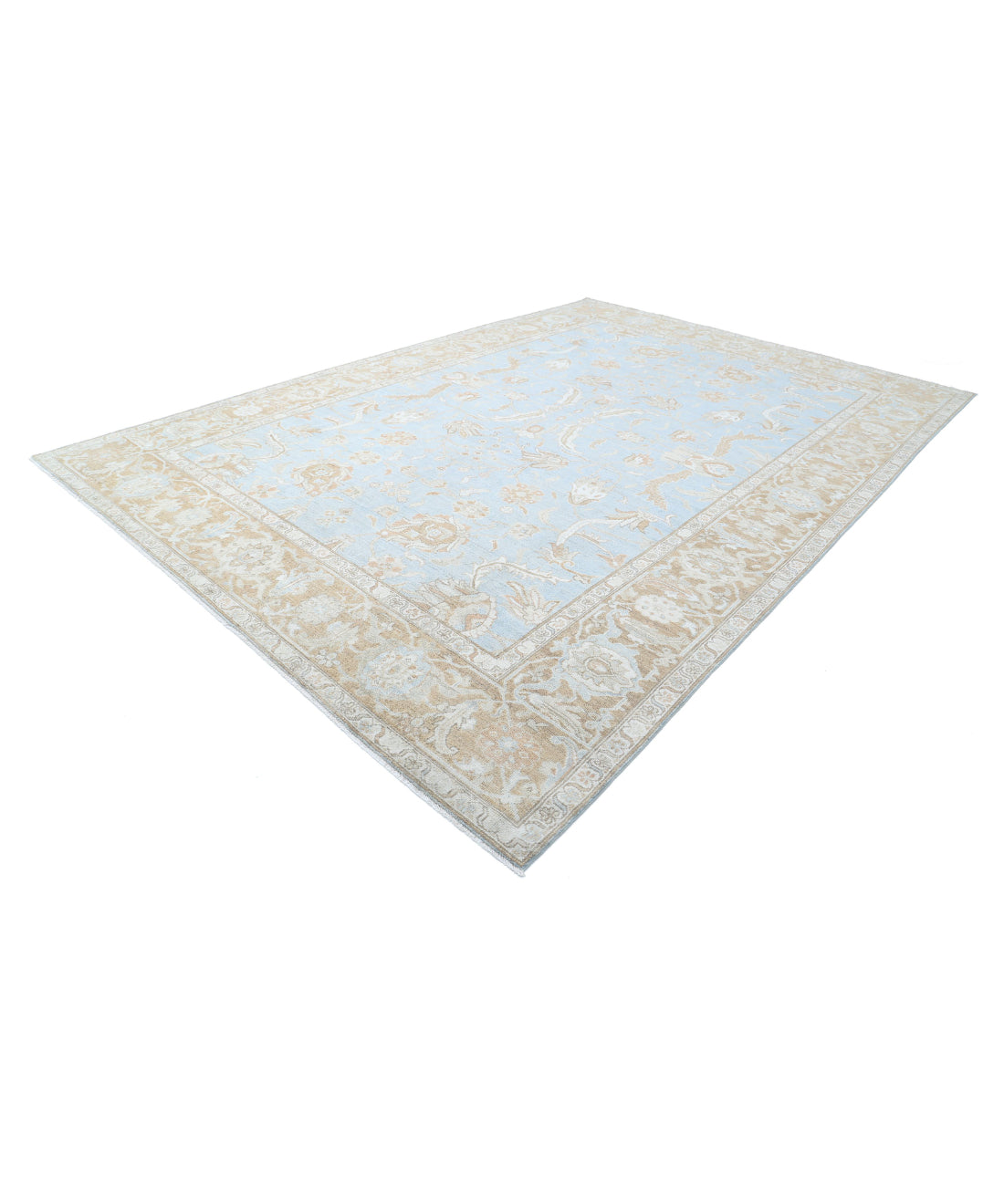 Oushak 10'2'' X 14'10'' Hand-Knotted Wool Rug 10'2'' x 14'10'' (305 X 445) / Blue / Brown