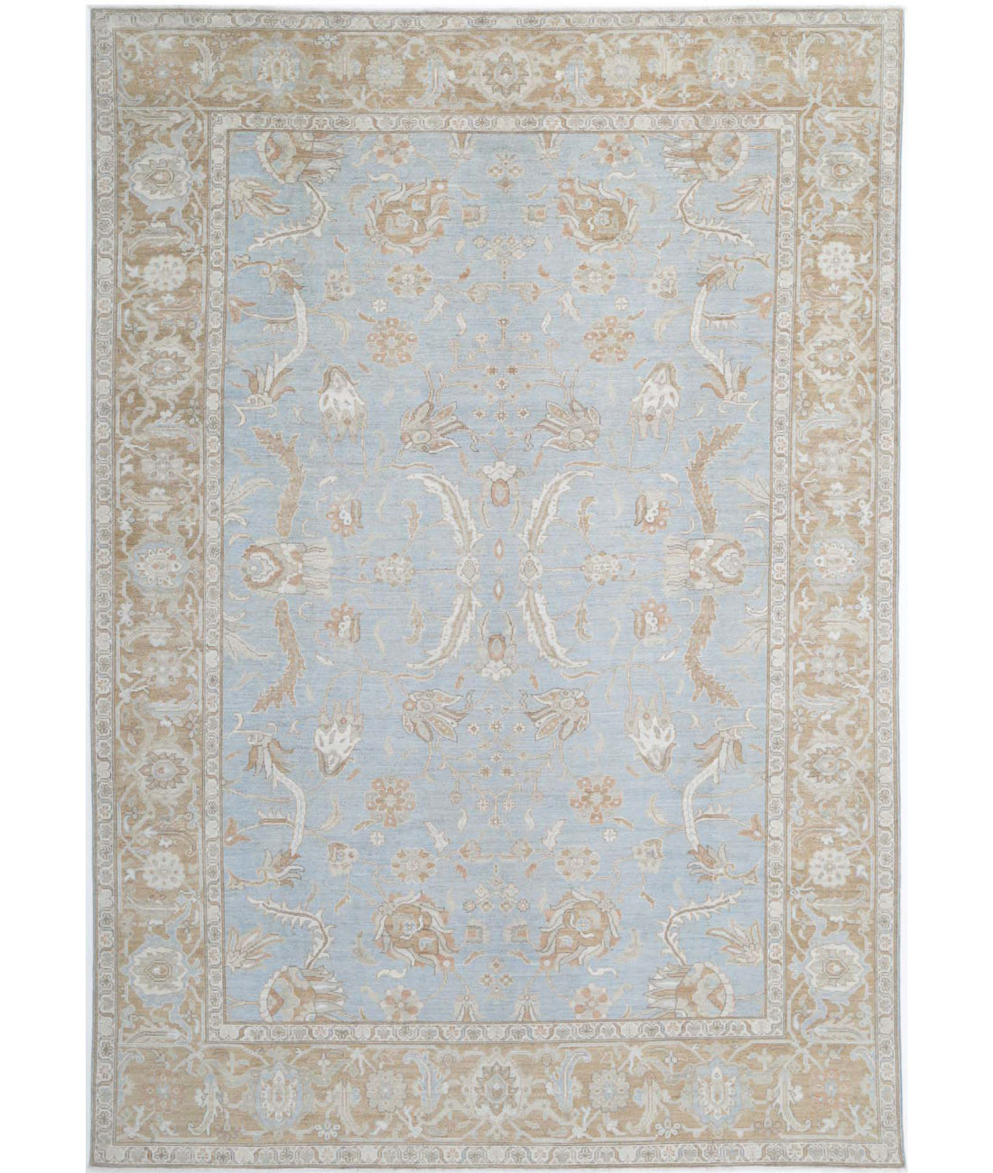 Oushak 10'2'' X 14'10'' Hand-Knotted Wool Rug 10'2'' x 14'10'' (305 X 445) / Blue / Brown