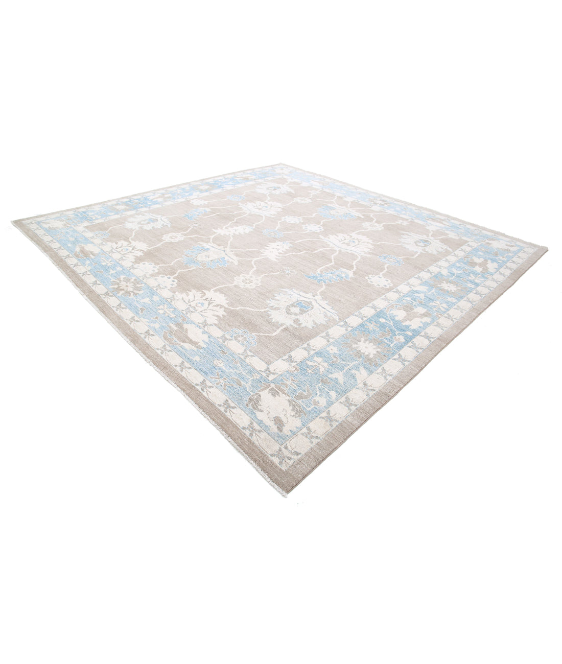 Oushak 11'7'' X 11'2'' Hand-Knotted Wool Rug 11'7'' x 11'2'' (348 X 335) / Taupe / Blue