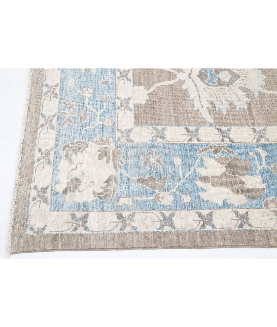 Oushak 11'7'' X 11'2'' Hand-Knotted Wool Rug 11'7'' x 11'2'' (348 X 335) / Taupe / Blue