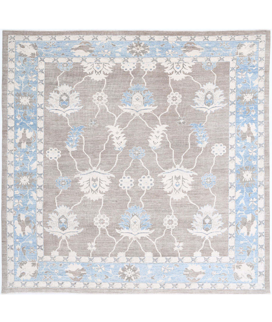 Oushak 11'7'' X 11'2'' Hand-Knotted Wool Rug 11'7'' x 11'2'' (348 X 335) / Taupe / Blue