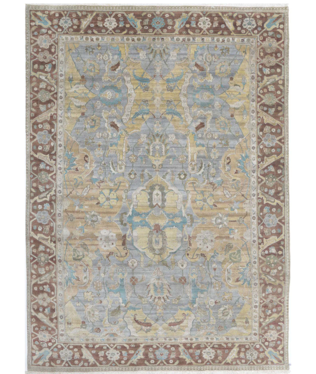 Agra 8'1'' X 11'4'' Hand-Knotted Wool Rug 8'1'' x 11'4'' (268 X 363) / Grey / Brown