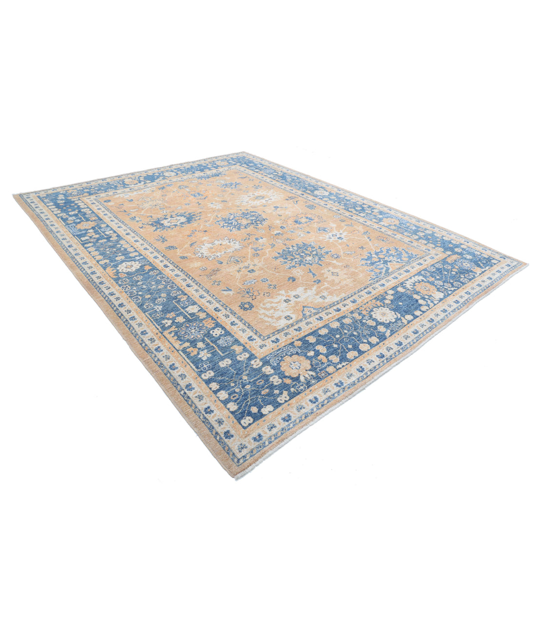 Oushak 9'1'' X 11'8'' Hand-Knotted Wool Rug 9'1'' x 11'8'' (273 X 350) / Rust / Blue