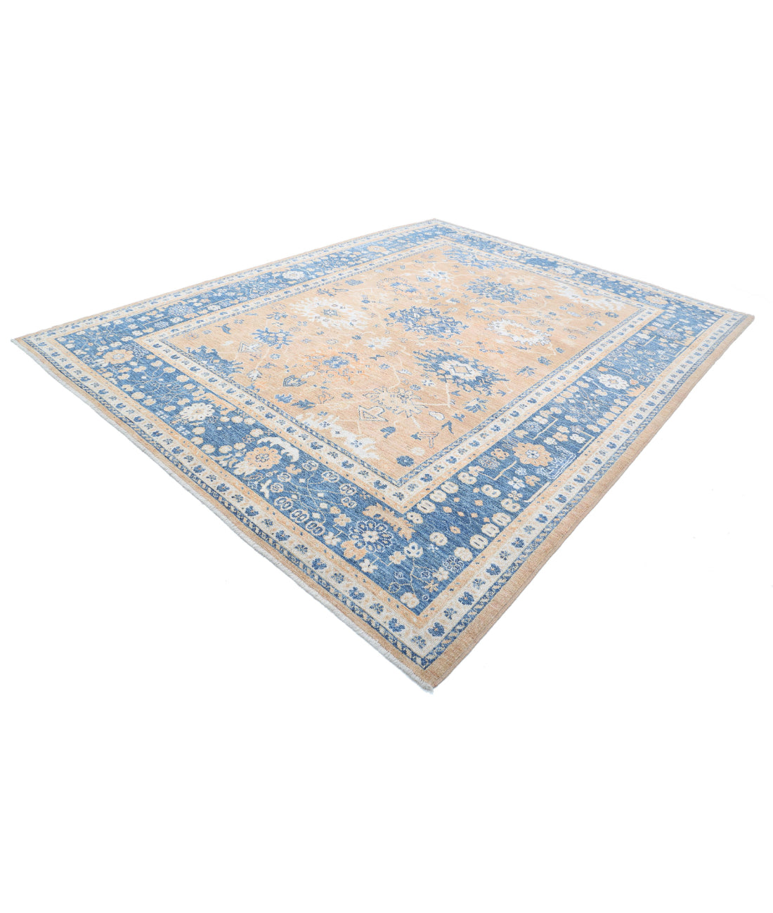 Oushak 9'1'' X 11'8'' Hand-Knotted Wool Rug 9'1'' x 11'8'' (273 X 350) / Rust / Blue