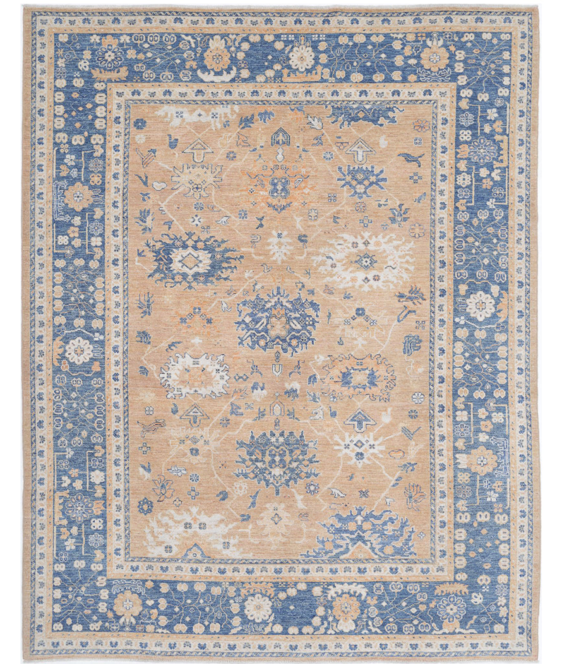 Oushak 9'1'' X 11'8'' Hand-Knotted Wool Rug 9'1'' x 11'8'' (273 X 350) / Rust / Blue