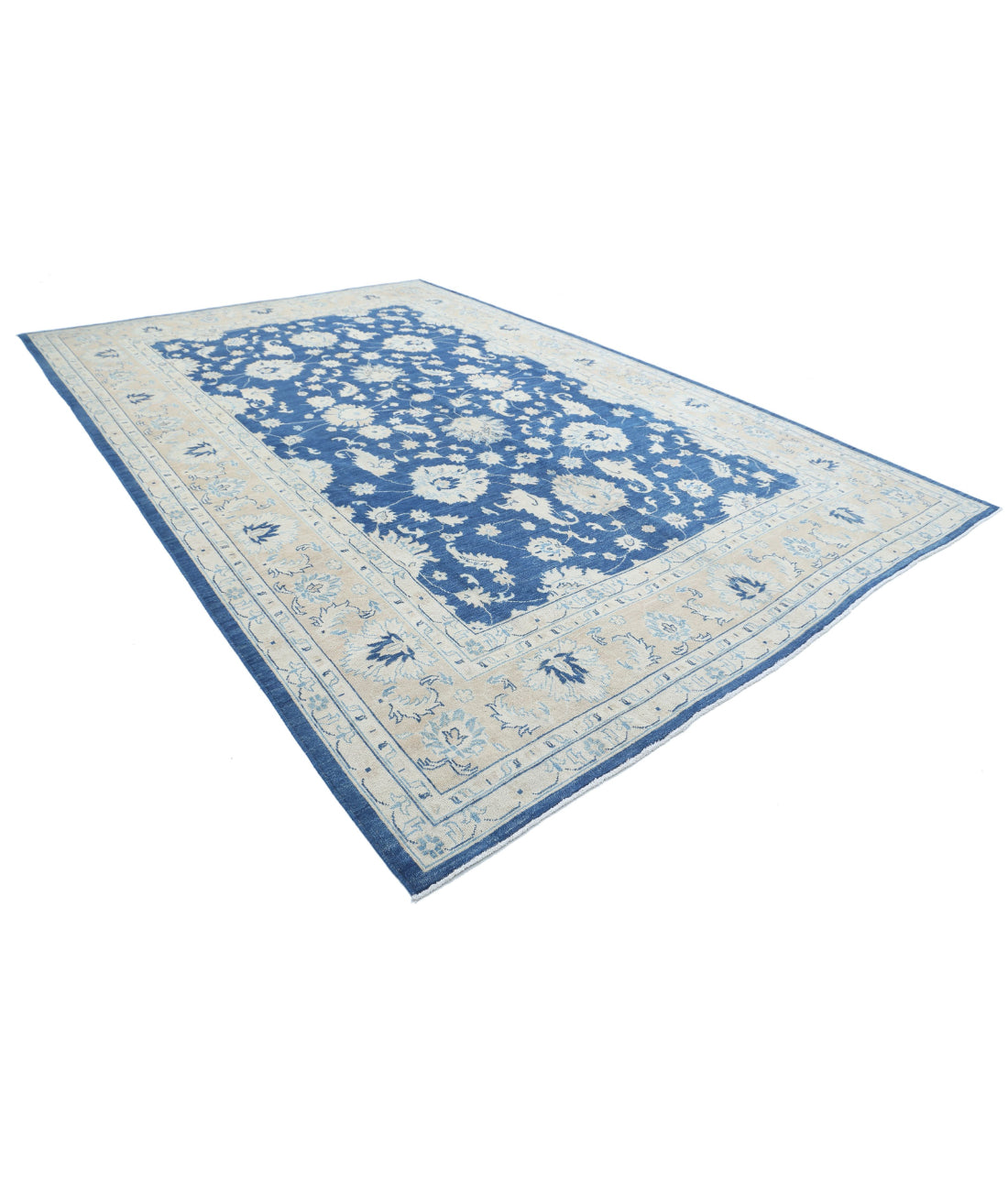 Oushak 10'0'' X 14'9'' Hand-Knotted Wool Rug 10'0'' x 14'9'' (300 X 443) / Blue / Taupe